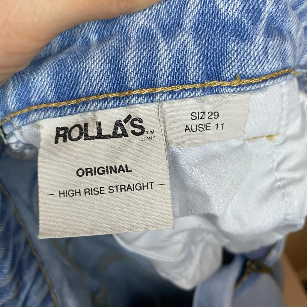 ROLLA’S The Original Straight Leg High Rise Jeans Sunday Blue Light Blue Sz 29 - Image 12