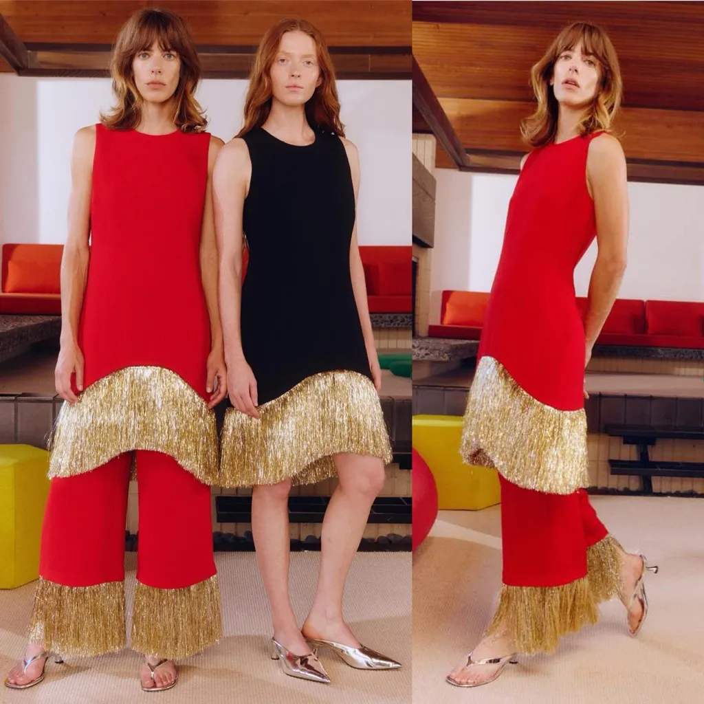 Simon Miller Bowie Fringe Mini Dress in Lucky Red Gold Size XS NWT - Image 4