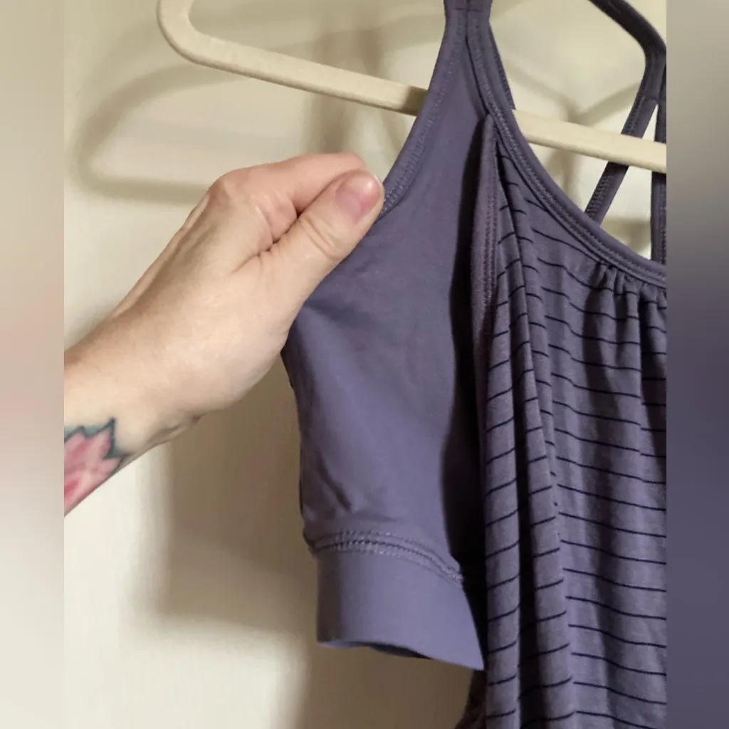 Calia byCarrie Underwood Lilac & Gray Striped 2in1 Sports Bra Under Tank Top #Gr - Image 5