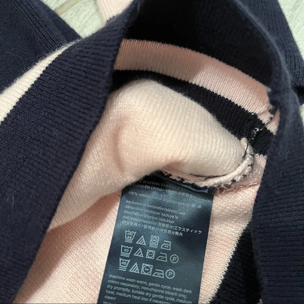 Tommy Hilfiger Ribbed Cotton Long Sleeve Boatneck Sweater, Pink/Navy Stripe - Image 7