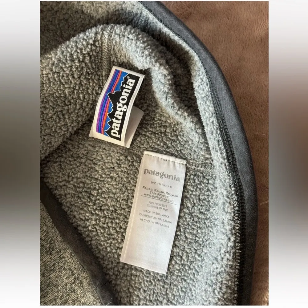 PATAGONIA Girls Better Sweater 1/4 Zip Fleece‎ Pullover Heather Gray Size XL 14 - Image 5