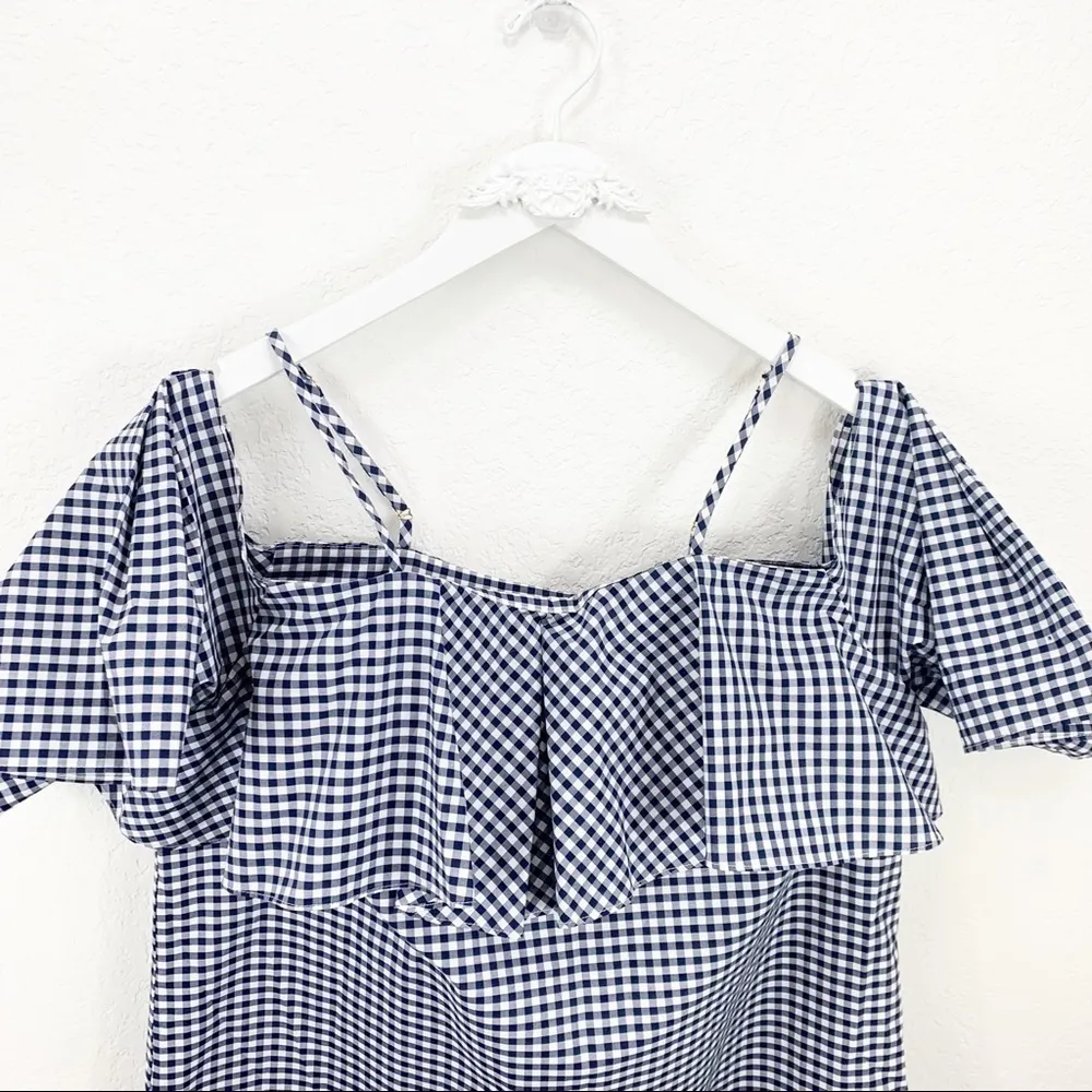 Amanda Uprichard Marise Dress Navy Gingham Ruffle - Image 3