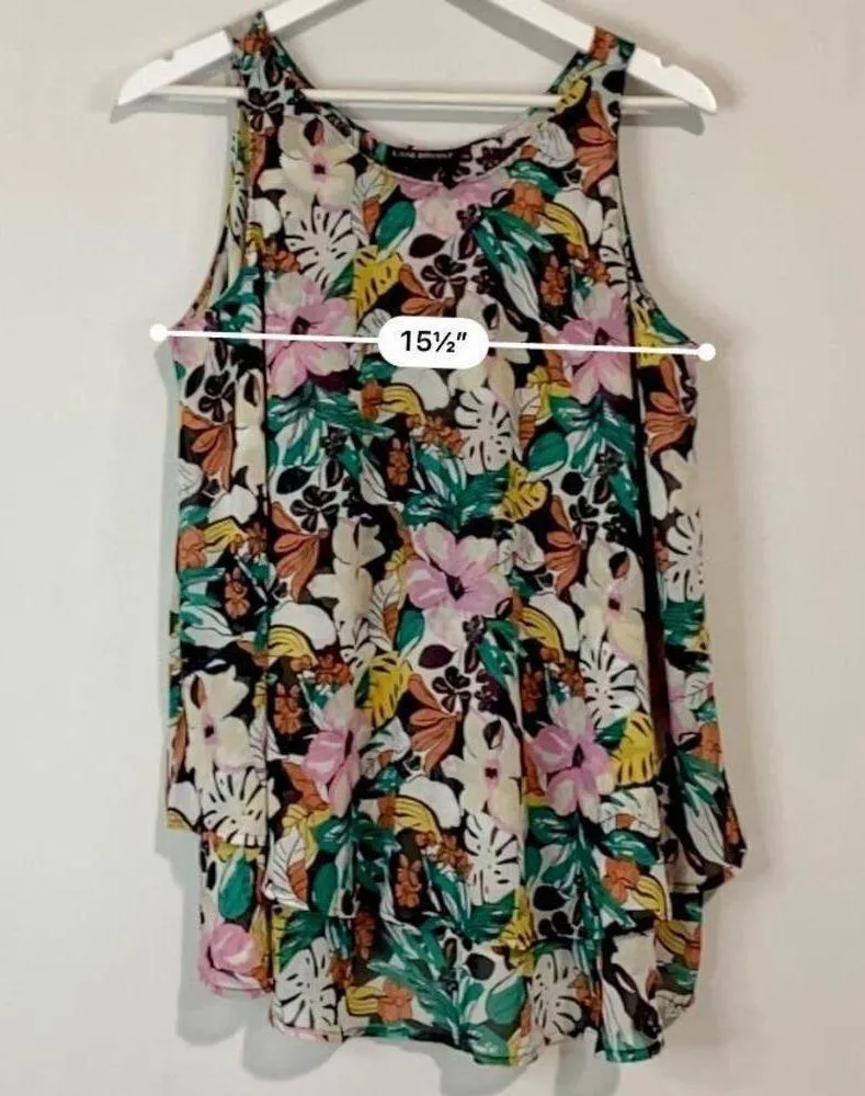 LANE BRYANT Women’s Blouse Sleeveless Top Black Floral Scoop Neck Size 12 EUC - Image 7