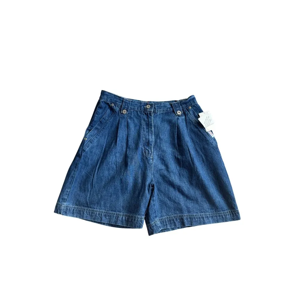 BILL BLASS Vintage 100% Cotton Pleated High Waist Mom Denim Shorts Size 14 NEW N - Image 8