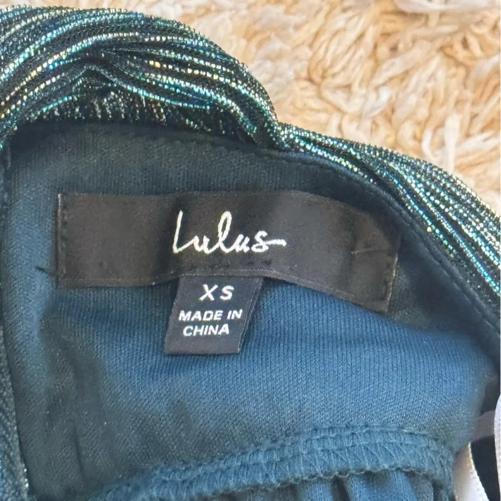 Lulus Ailey Gold and Teal Blue Skater Dress size xs Green - Image 8