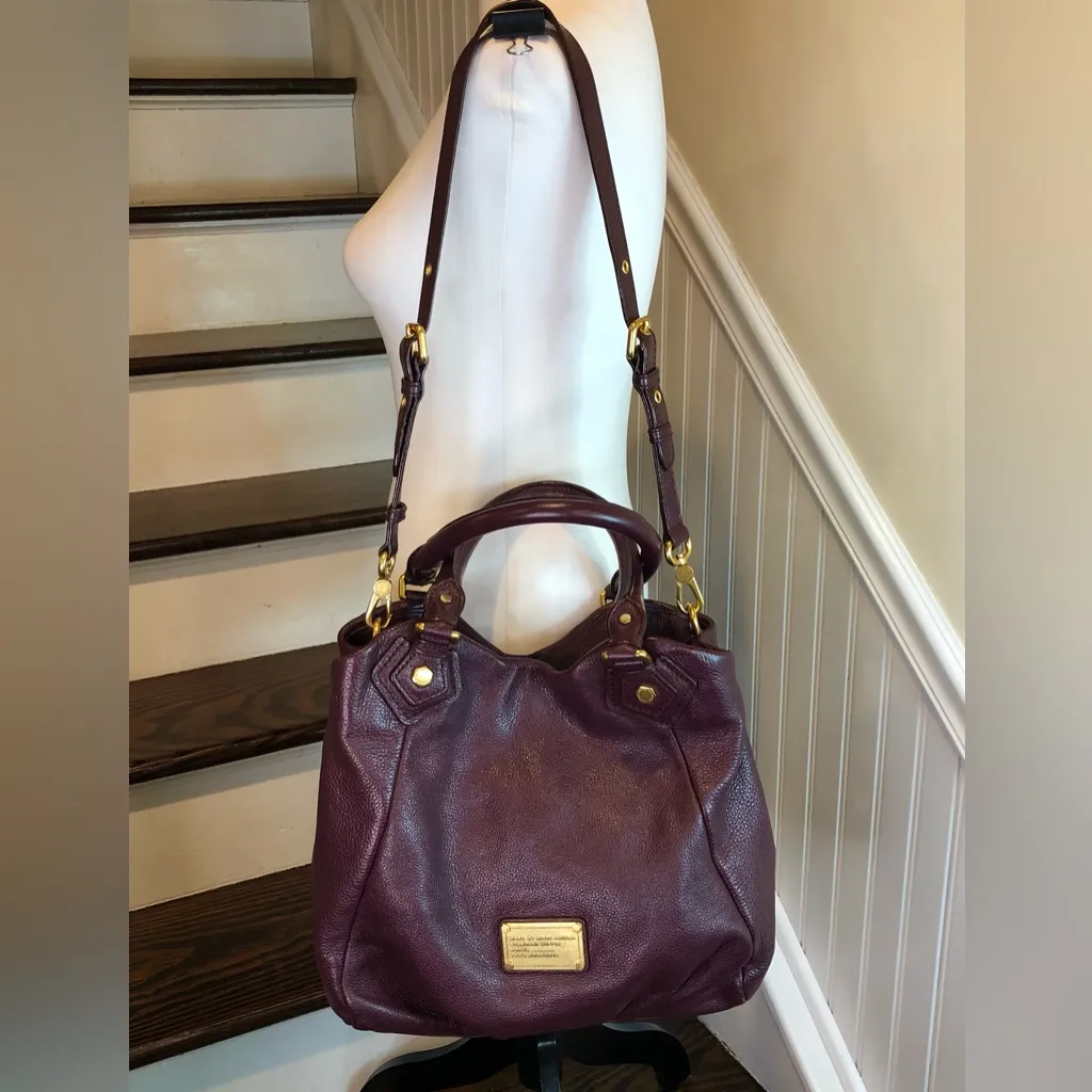 MARC JACOBS Wine Red Tumbled Leather Top Handle Crossbody Satchel Shoulder Bag - Image 4