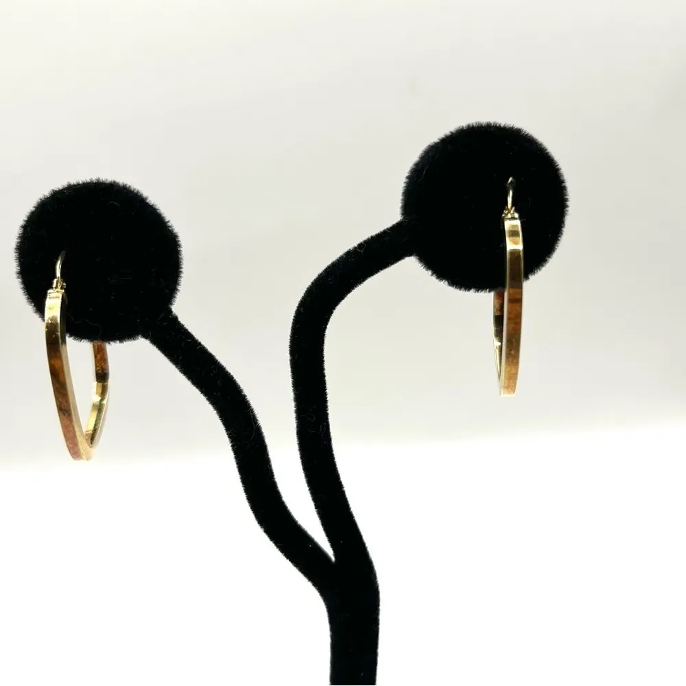 Earring Square Pierced Hoop Earring 925 Sterling Silver Vermeil Gold Tone - Image 2