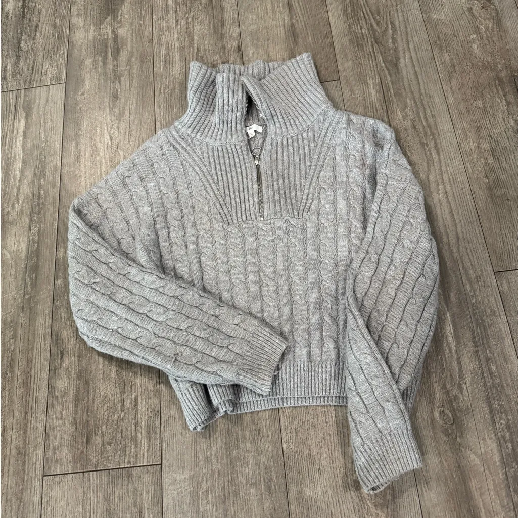 BP  Gray Cable Knit Turtleneck Sweater - Image 4
