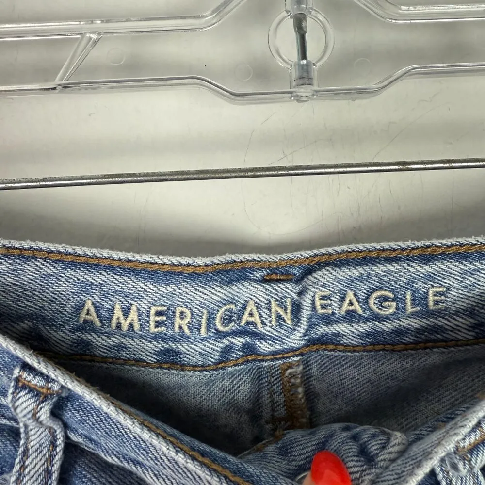 American Eagle Acid Wash Mom Short Denim Jean Shorts Hi-Rise Size 6 EUC - Image 6