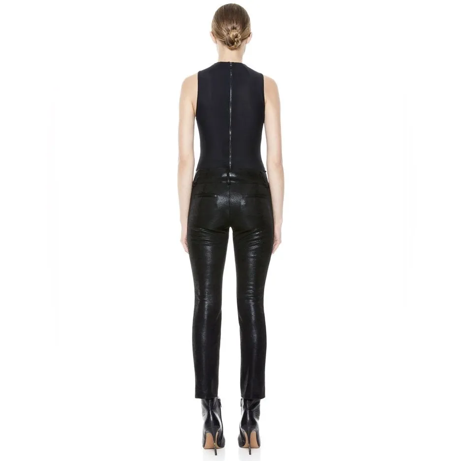 Alice + Olivia Stacy Vegan Faux Leather Ankle Pants Straight Leg Black 10 - Image 3