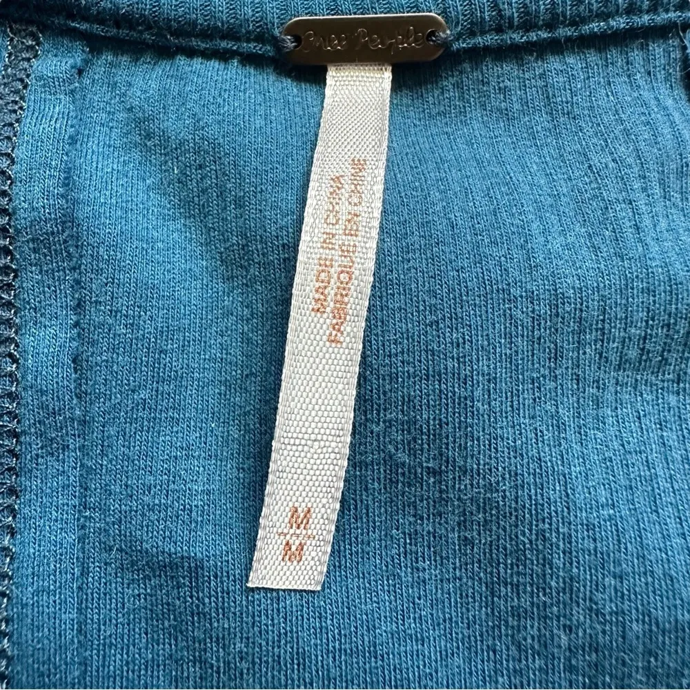 Downtown Girl Blue Cold Shoulder Long Sleeve Ribbed Top Shirt - Image 5