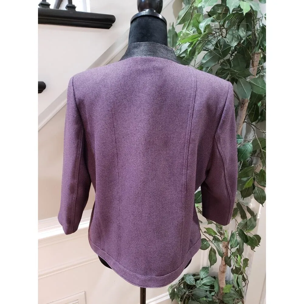 Kim Rogers Women's Purple Lined Polyester Long Sleeve Open Front Blazer Petite 8 - Image 6