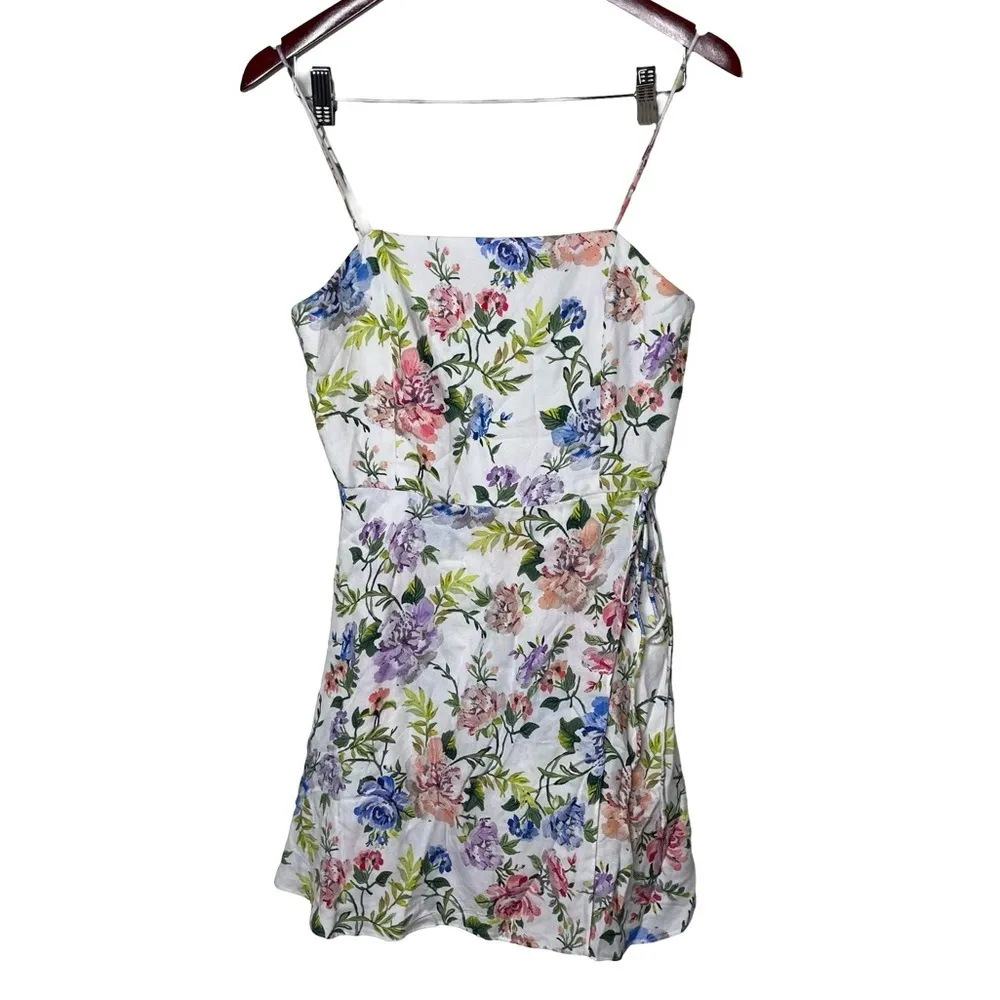 ALICE + OLIVIA Trixie Gardenia Spaghetti Strap Mini Dress Colorful Floral sz 4 - Image 2