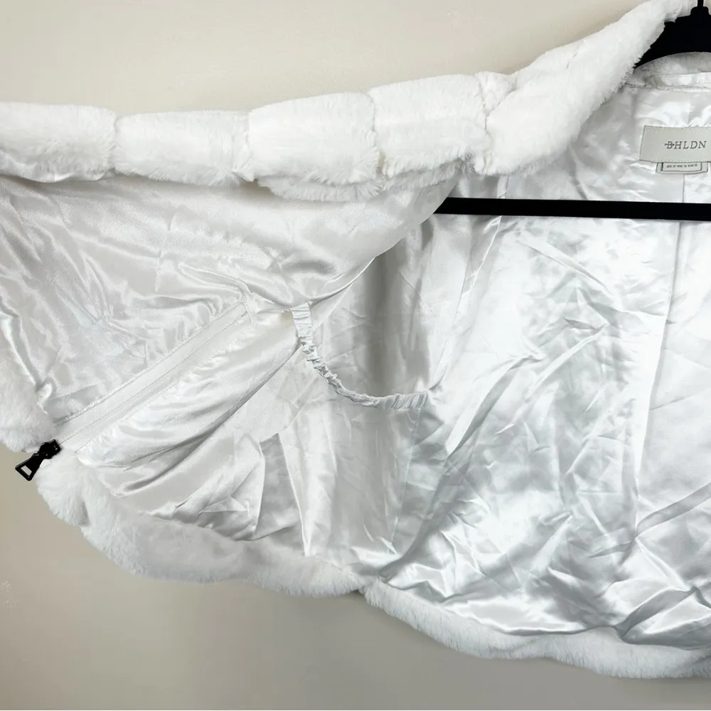 BHLDN Shawl Jacket Wrap Womens Small White Faux Fur - Image 5