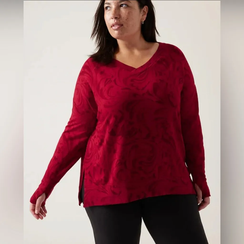 Athleta Coaster Luxe Red V-Neck Sweater - Image 2