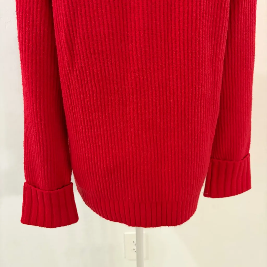 Talbots Red Jewel Half Button Henley Rib Knit Sweater Size M - Image 11