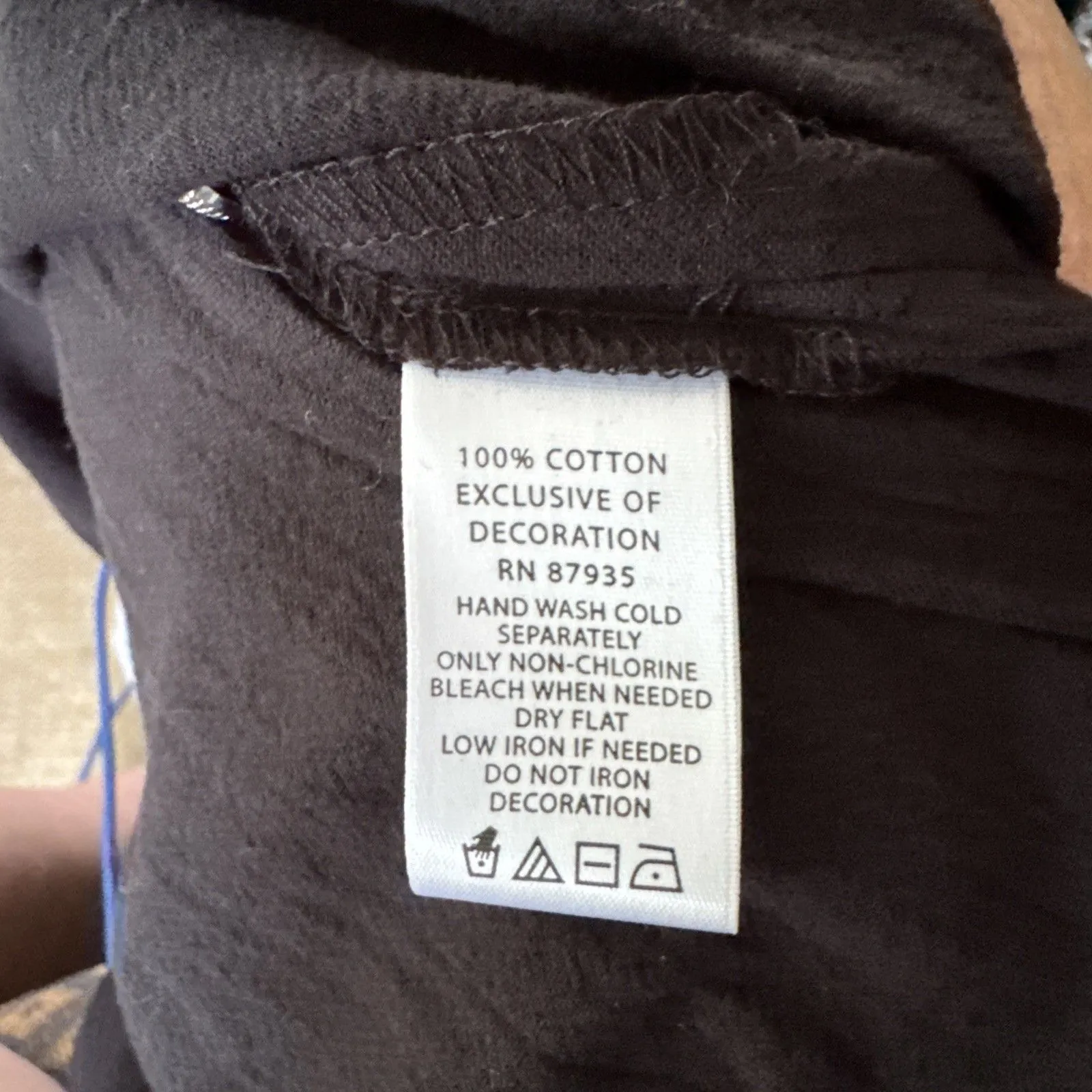 Susan Graver Women’s Tunic Blouse Black Sz M 100% cotton beaded roll tab - Image 4