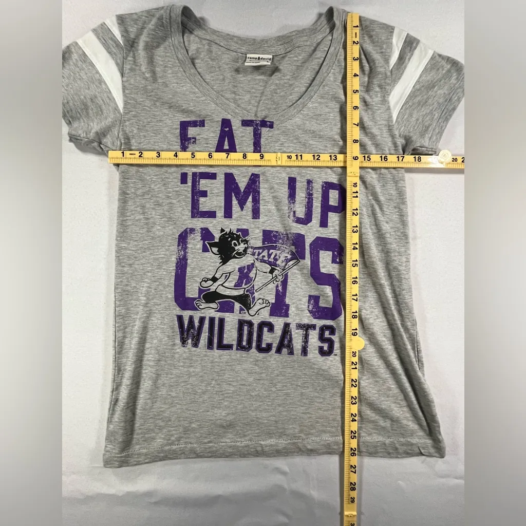 Camp David Kansas State Wildcats Eat ‘Em Up Cats Striped Sleeve V-Neck T-Shirt - Image 7