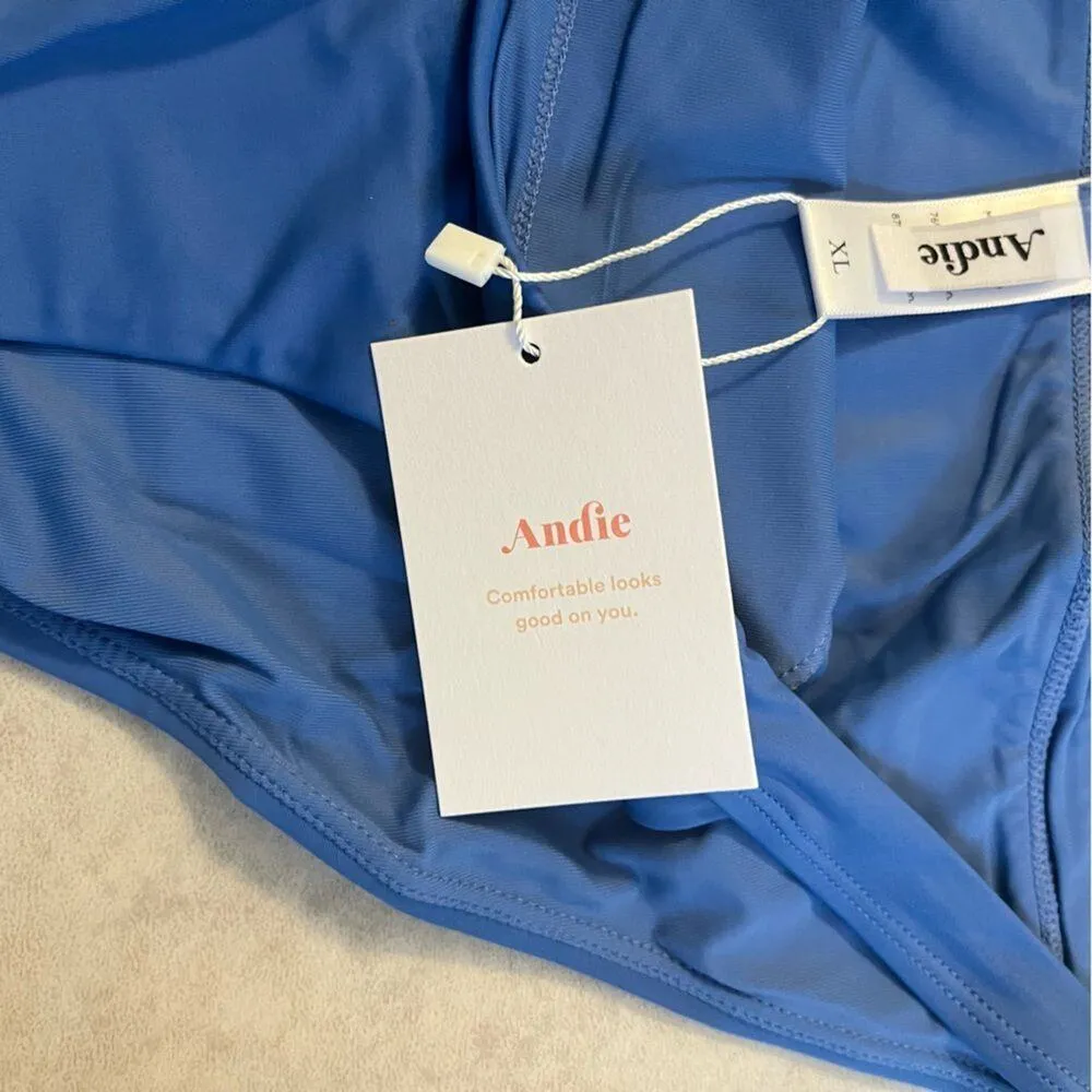 NWT Andie Swim Caicos Bikini Bottom Horizon Blue XL Wide Strap High Leg Summer - Image 4