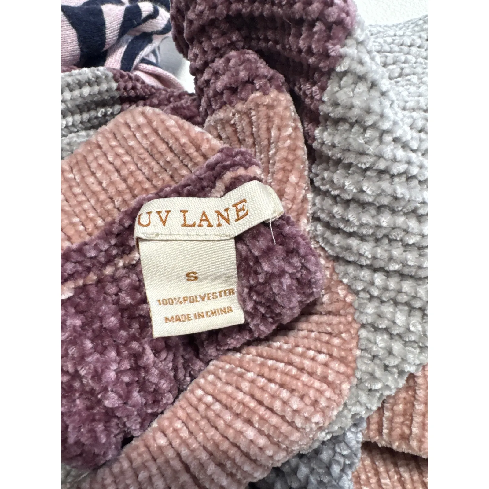 Luv lane crochet Cropped Sweater Knit Pullover Gray Purple Pink Cozy Cute S Size undefined - Image 5