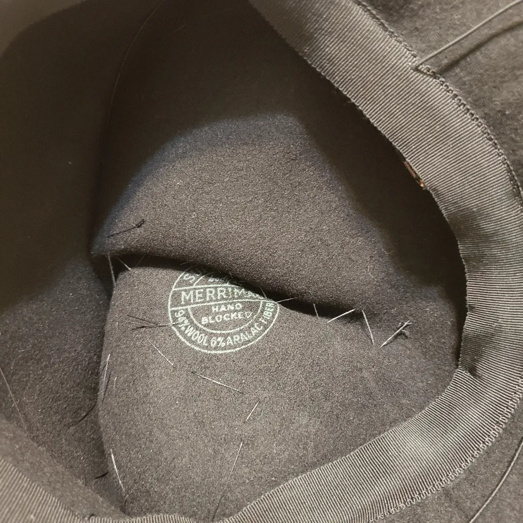 Vintage Janyth Roy Jr New York Merrimac Hand Blocked Hat With Veil Bow & Flowers Black - Image 12