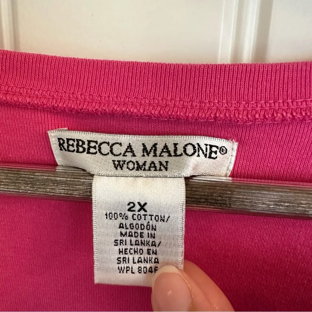 Rebecca Malone, fuchsia pink V-neck T-shirt women’s 2X - Image 4