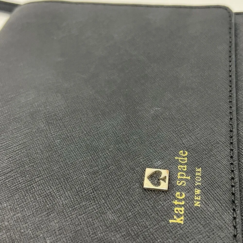 Kate Spade Crossbody Bag Black Purse Gold Chain Detail Snap Cow Hide Leather - Image 5