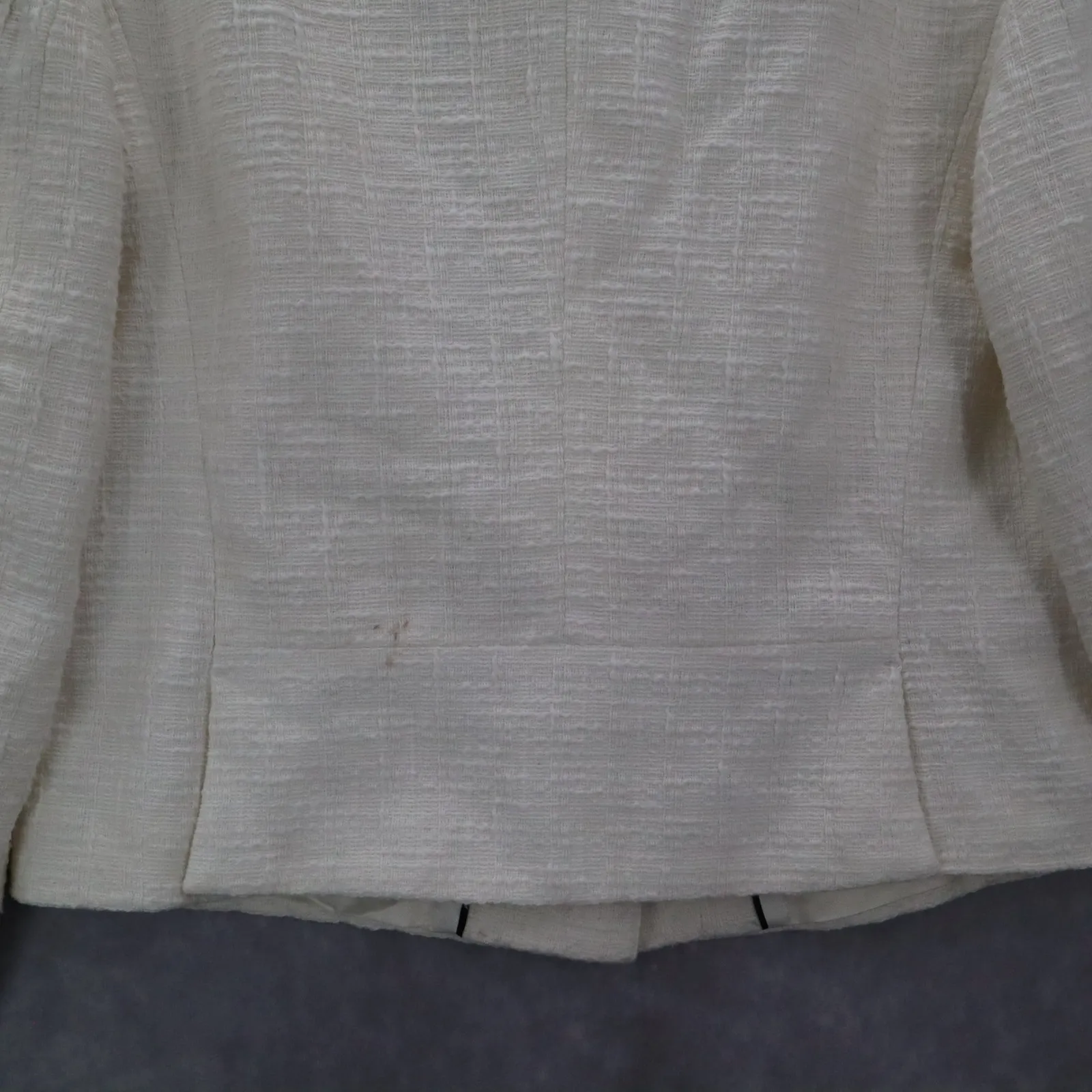 Banana Republic White Ecru Formal Clover Check Cotton Suit Coat Jacket Blazer 10 - Image 8