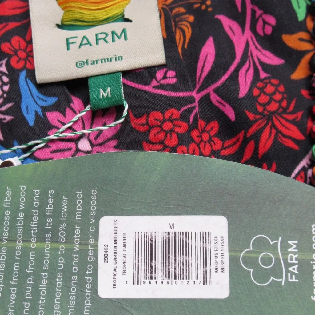 NWT FARM Rio Tropical Garden Midi V-neck Viscose Floral Dress M $275 - Image 6