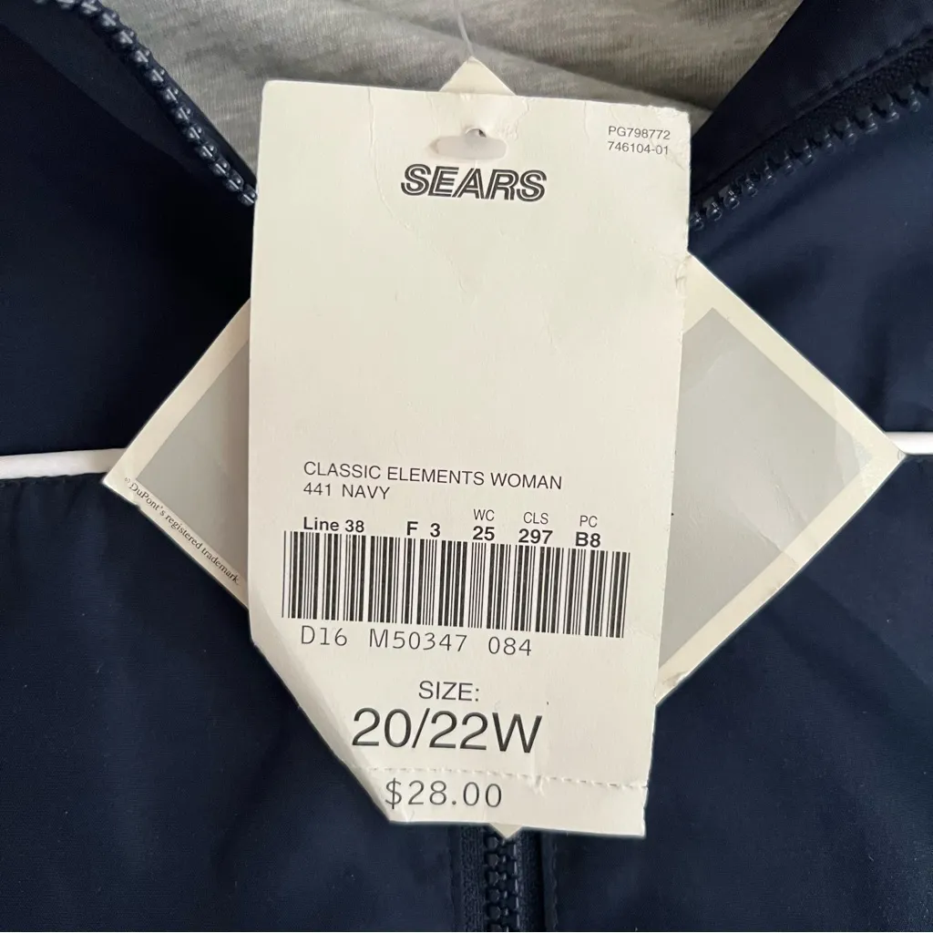 New Women’s Sears Classic Elements Navy Blue Zip Windbreaker Vintage Jacket 20 - Image 4