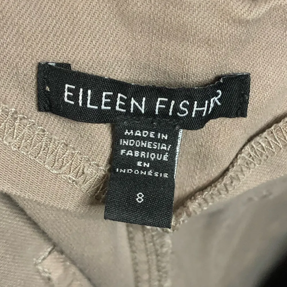 Eileen Fisher Light Brown Pleated High Rise Straight Leg Chino Pant 8 - Image 4