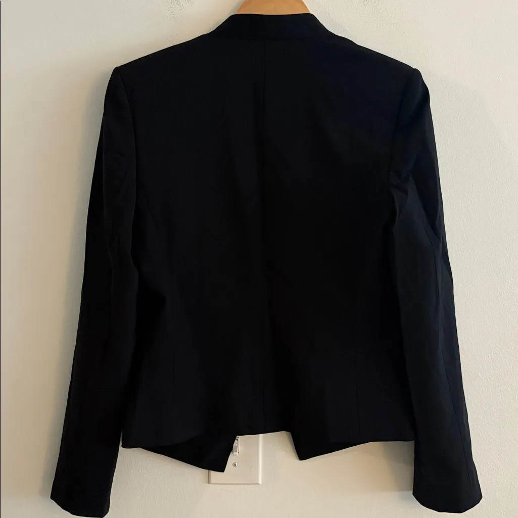 New Theory Lanai Stretch Wool Open Blazer Jacket Size 10 Black NWT - Image 3