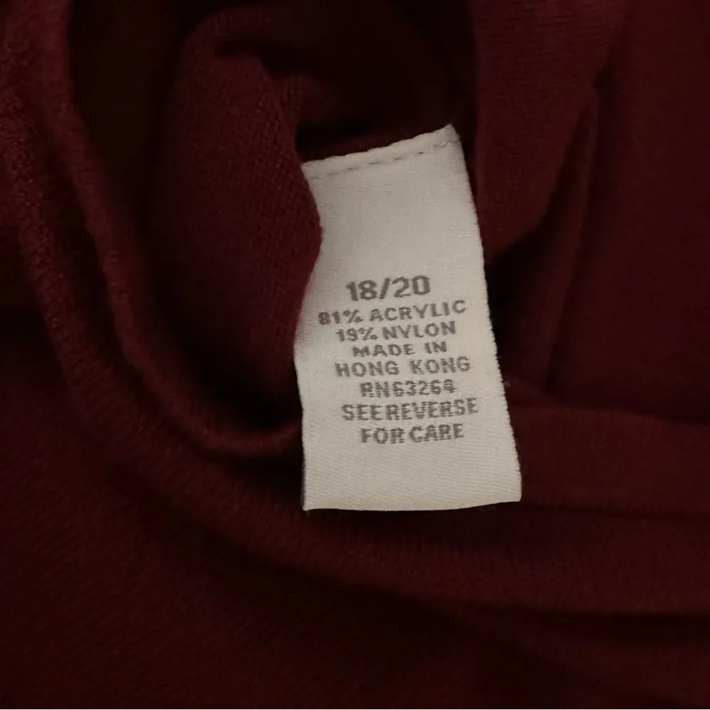 dressbarn Dark Red Sweater with Bead and Sequin Velvet V-Neckline Size 18/20 - Image 4