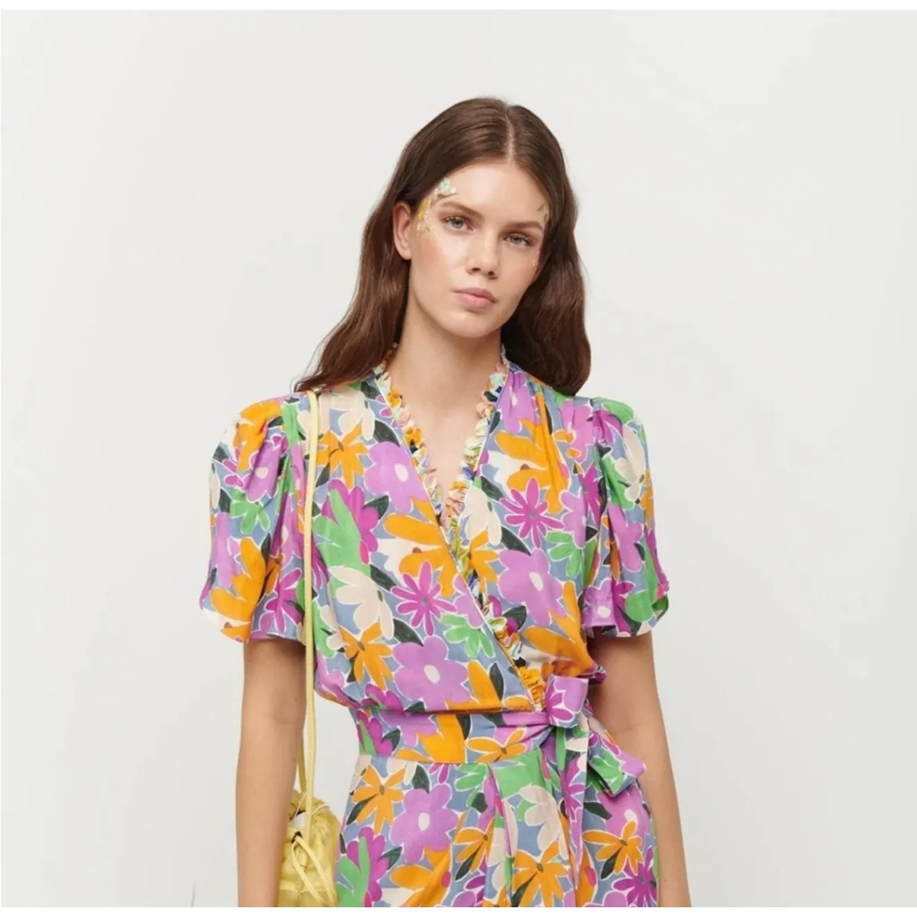 CeliaB Liska‎ Mini Purple Floral Wrap Dress Size XL - Image 2