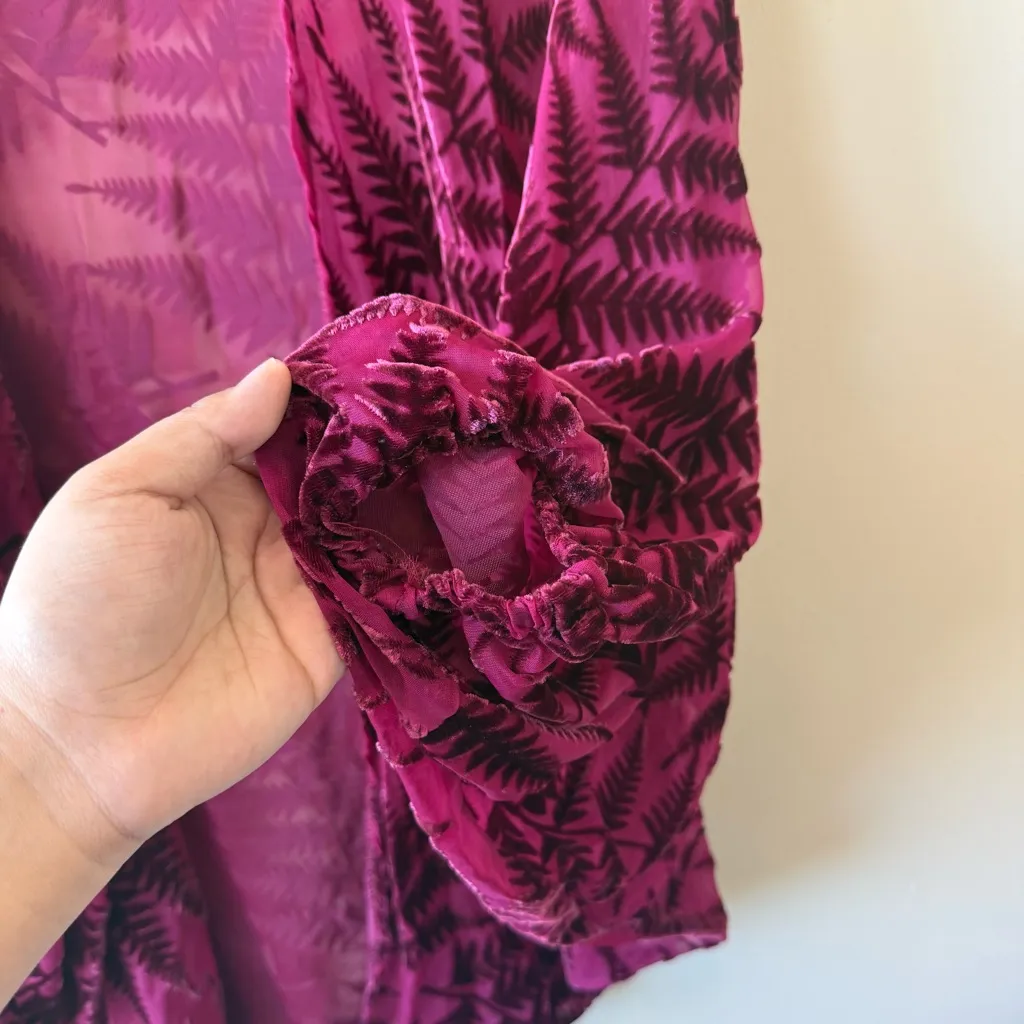 Anthropologie Fern Velvet Cocoon Kimono in the color Wine Red Size undefined - Image 6