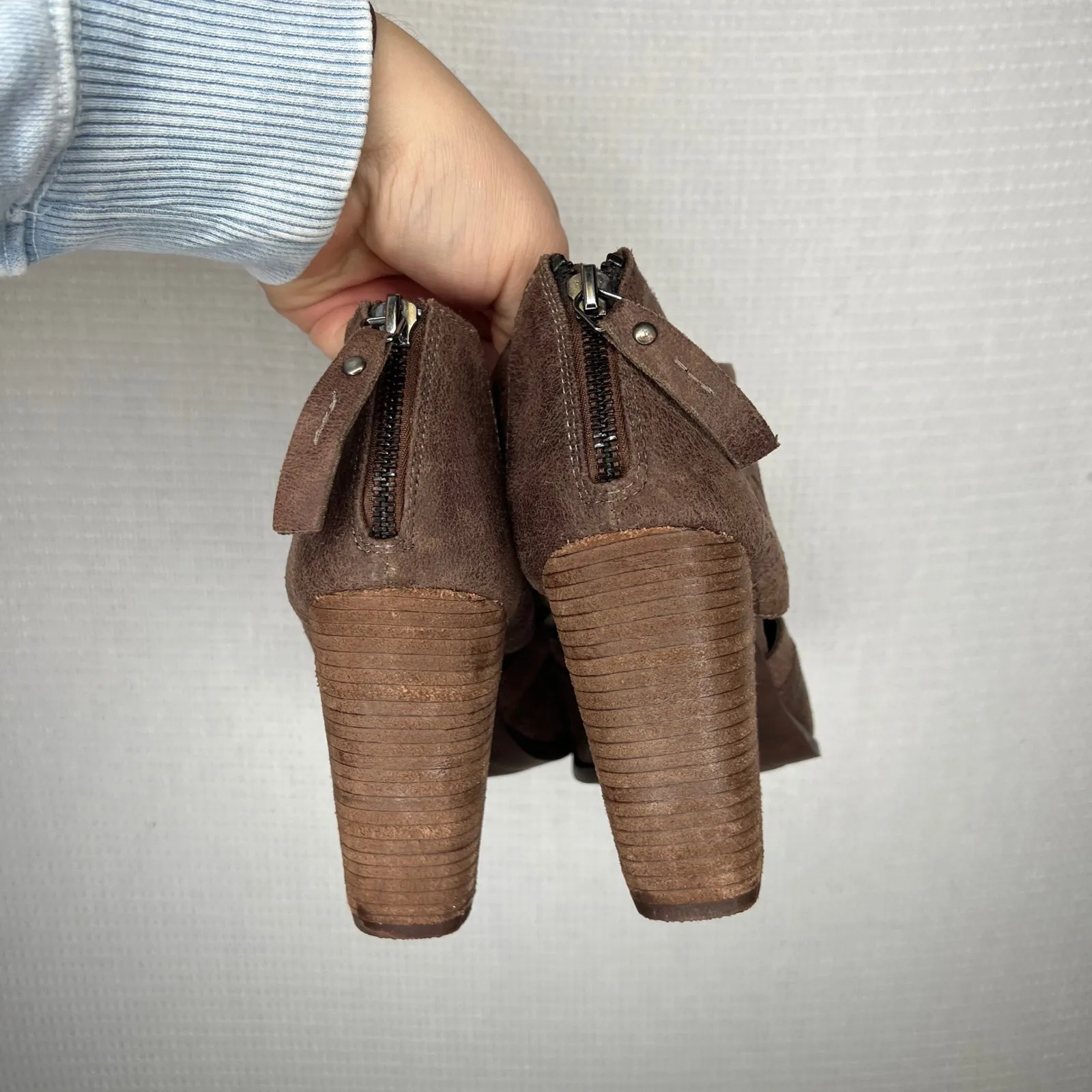 Not Rated Women's Brown Peep Toe Cutout Block Heel Booties‎ Size 10 - Image 3