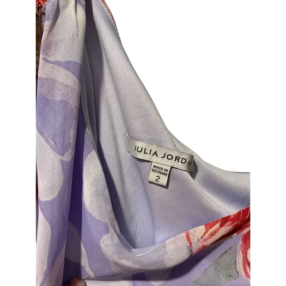 Floral‎ One Shoulder Dress Lavender Pink White Flowers Party Cocktail - Image 4