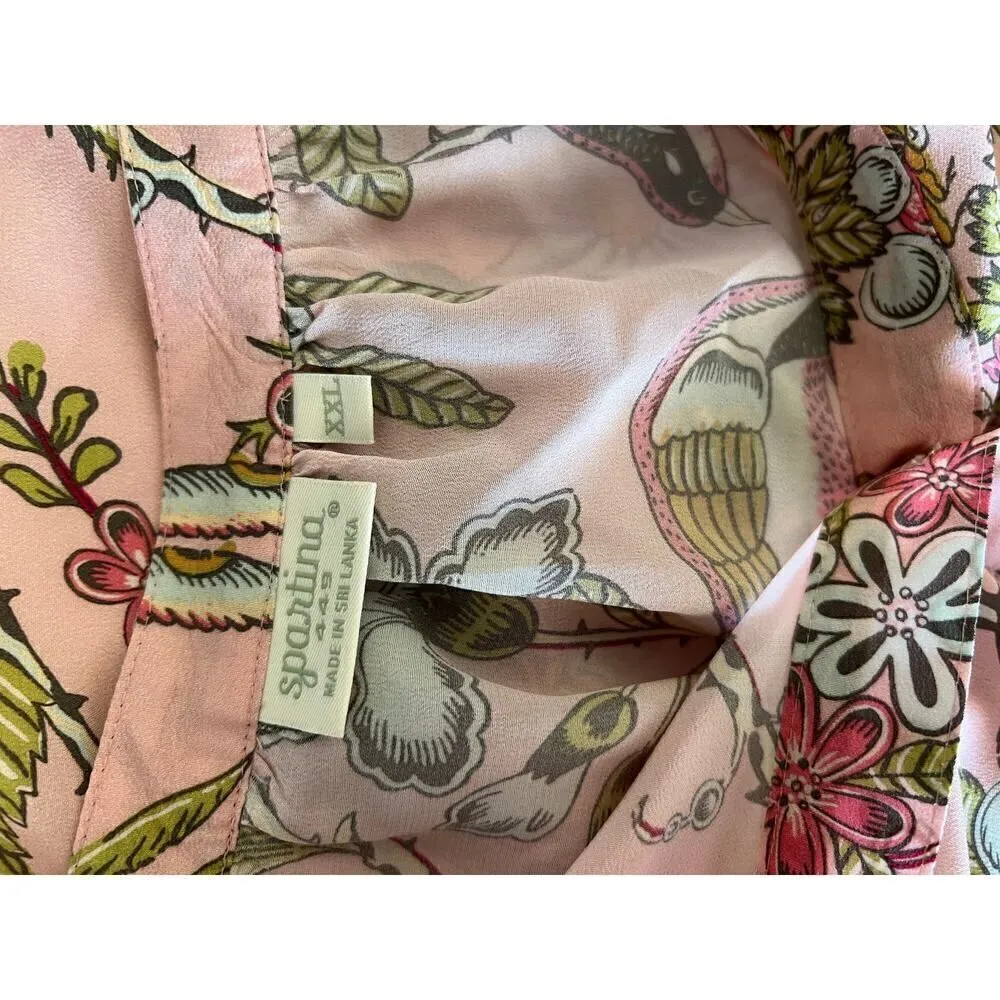 SPARTINA 449 NWT Cora Silk Blouse Sugar Mill Peacock Pink Size XXL MSRP: $168 - Image 9