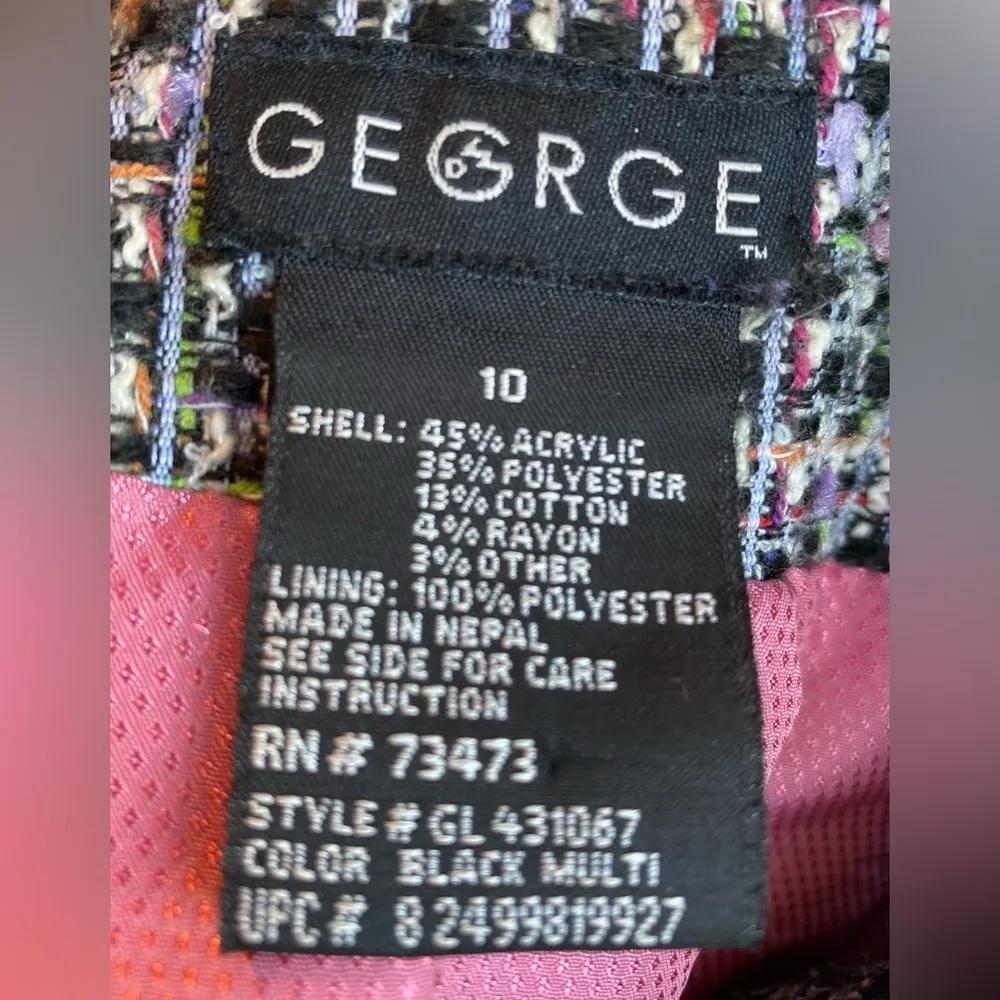 GEORGE blazer jacket fringed black multi colored fully lined buttons NEW size 10 - Image 7