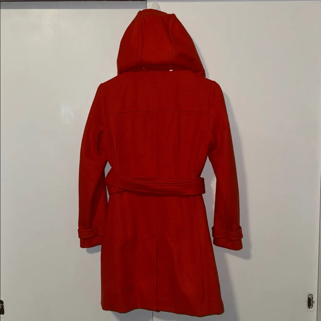 Banana Republic Wool Blend Belted Trench Coat w Removable Hood Orange Women’s XS - Image 5