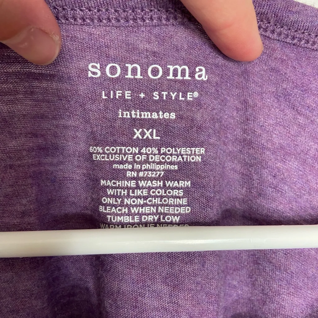 NWOT Sonoma women’s purple intimates pajama lounge sleep top shirt long sleeve‎ - Image 3