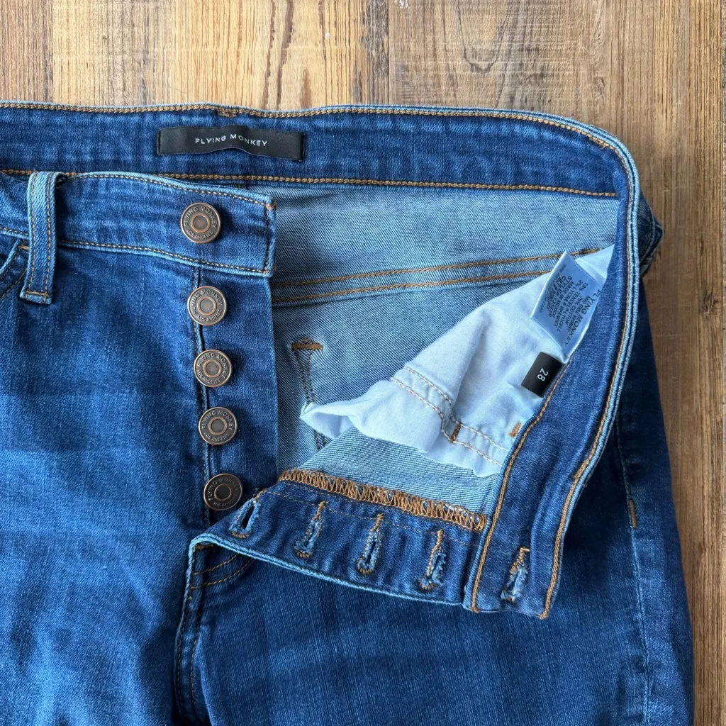 Flying Monkey Women’s Medium Wash Button Fly Mid Rise Skinny Denim Jeans Size 28 - Image 6