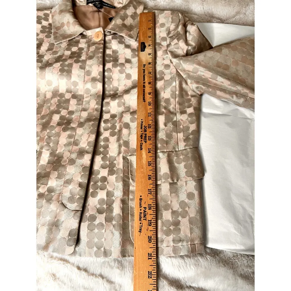Ellen Tracy womens size 6 blazer silk geometric pattern peach/beige Girlboss - Image 4