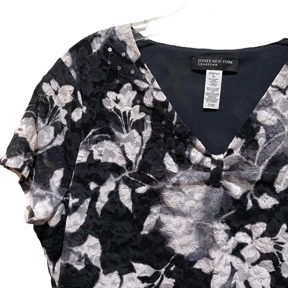 Jones New York Floral Top and Skirt Set Black Size Large XL - Image 5