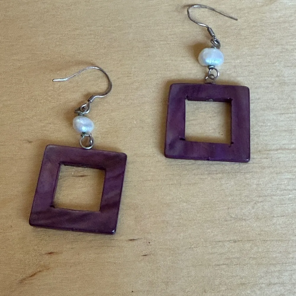 Purple and Silver Geometric Necklace & Earrings Set - Image 4