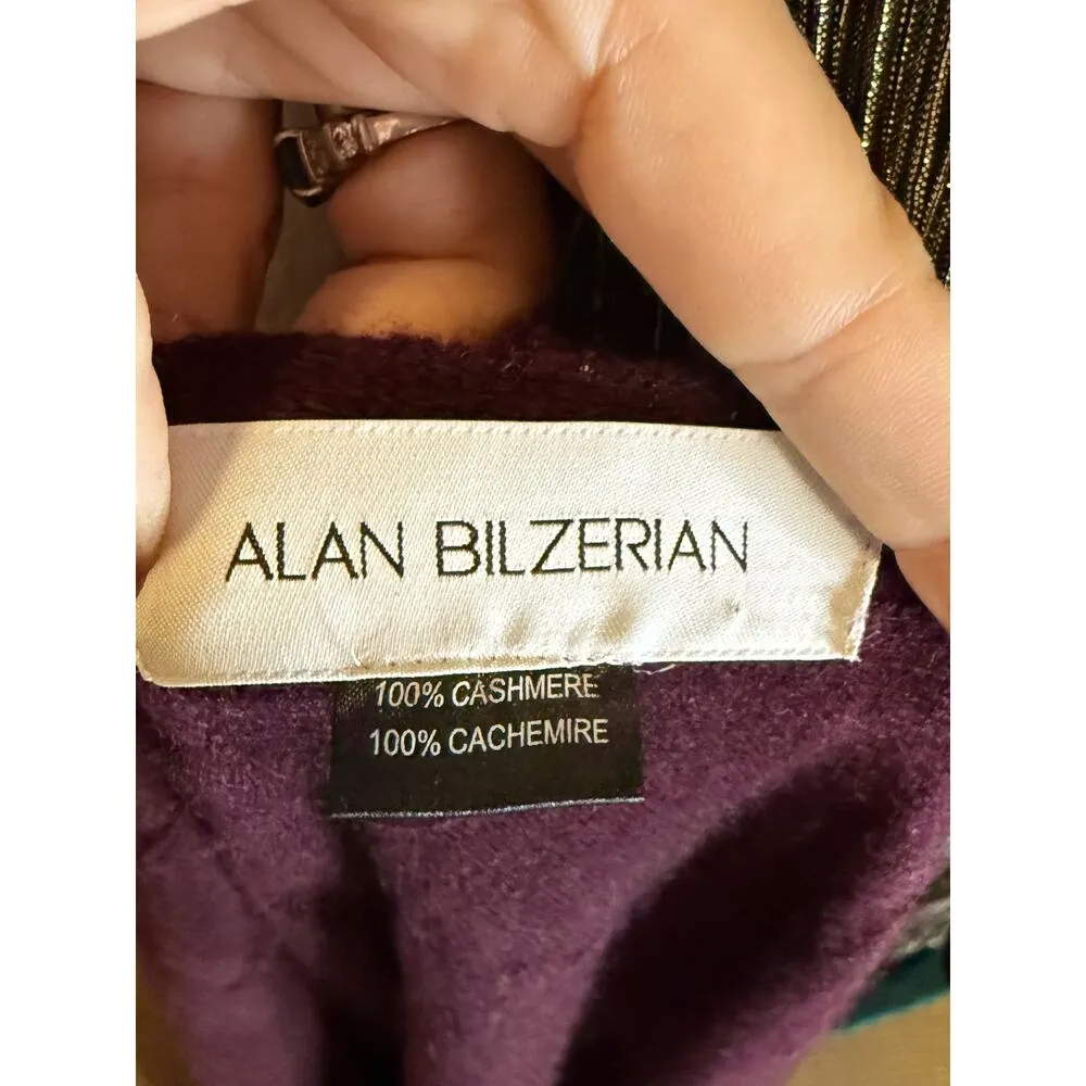 ALAN BILZERIAN Cashmere Open Vest Shawl Knit Cardigan Burgundy Drape US 12 Red Size L - Image 8