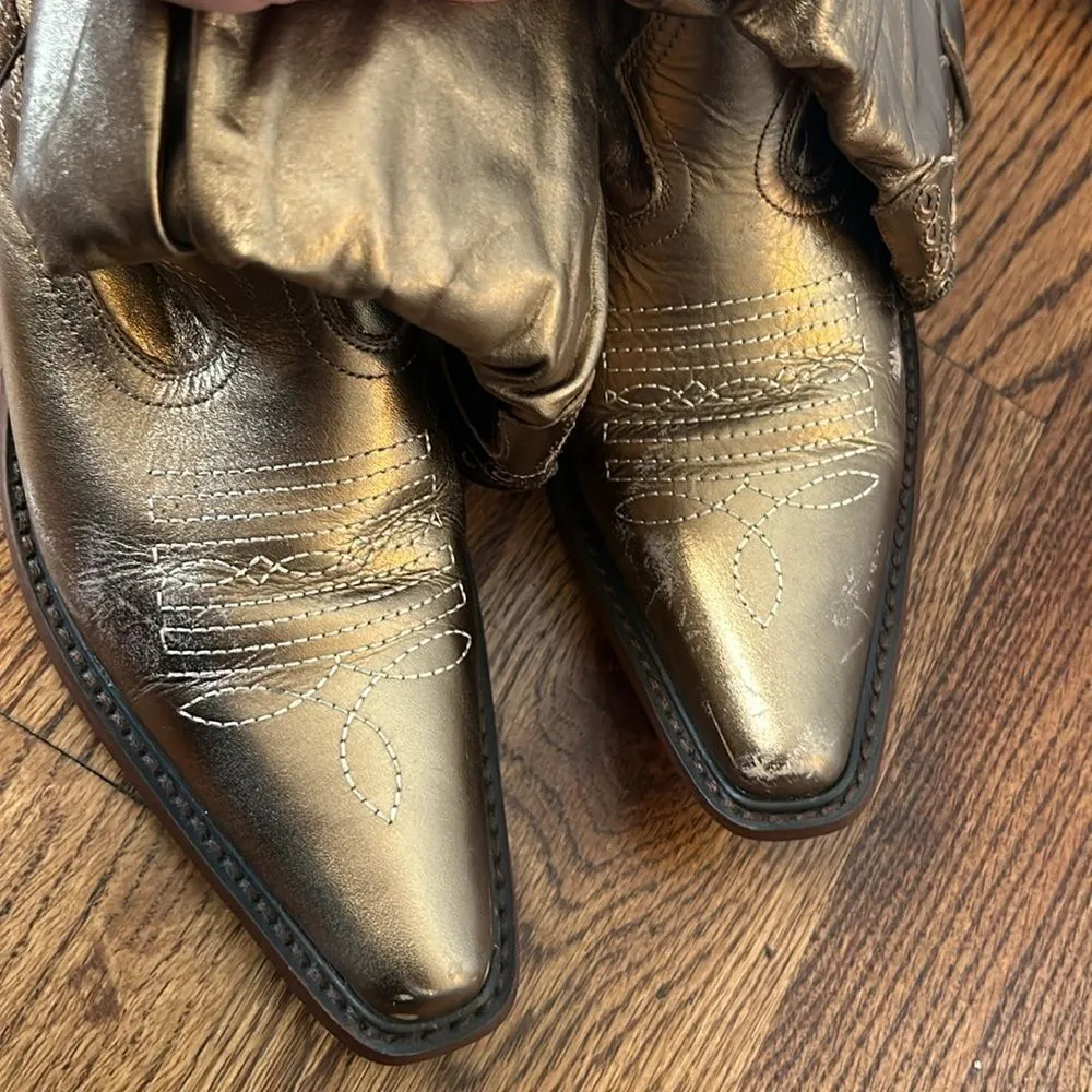 Steve Madden Bronze Metallic Cowboy Boots size 6 - Image 4