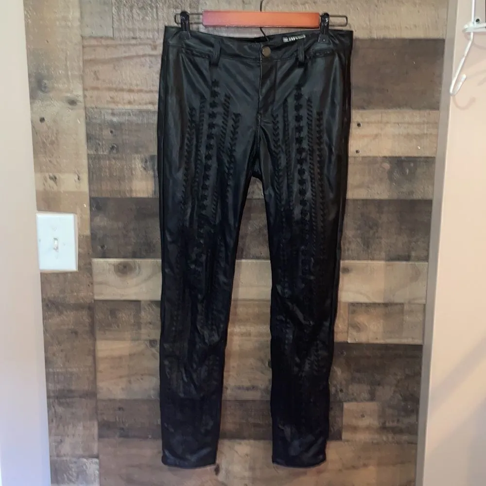 BlankNYC Wake Up Call Liberated Black Vegan Faux Leather Lace Front Skinny Pants - Image 8
