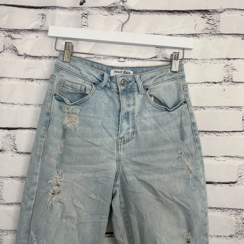 Wax Jean Collection Straight Leg Jeans Light Wash Distressed 3/26 Y2K Vintage - Image 5