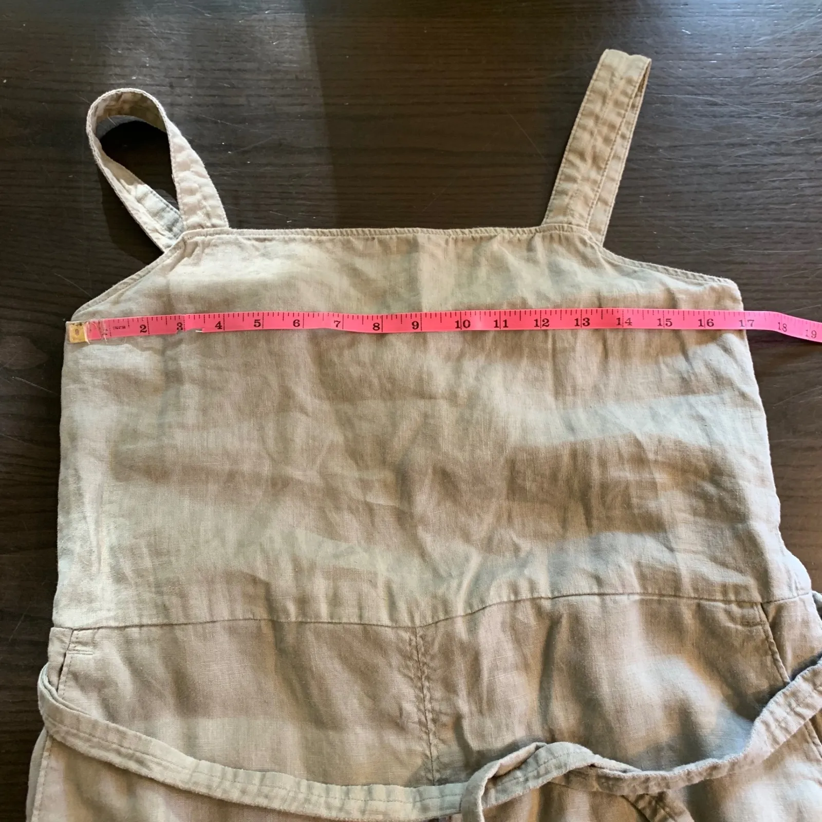 Everlane 100% Linen Jumpsuit Women 4 Green Belted Sleeveless Coastal Summer READ - Image 7